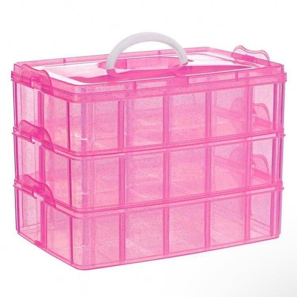 3 Tier Clear Pink Organizer - Picture 1 of 3